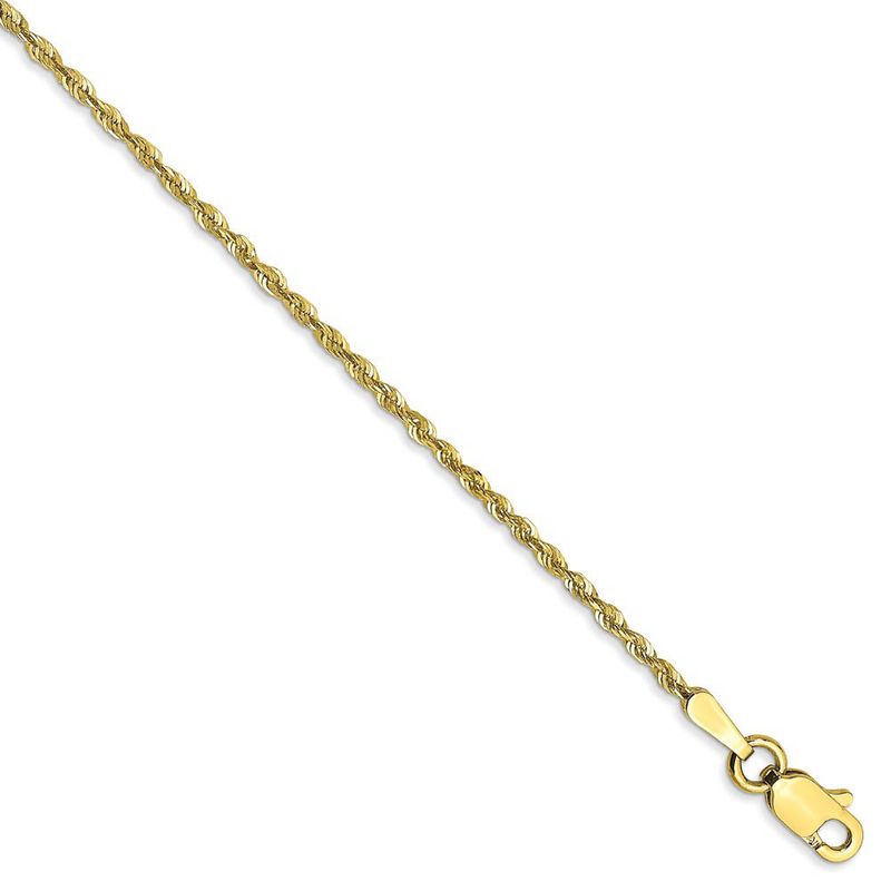 1.5mm, 10k Yellow Gold Lightweight D/C Rope Chain Bracelet, 8 Inch